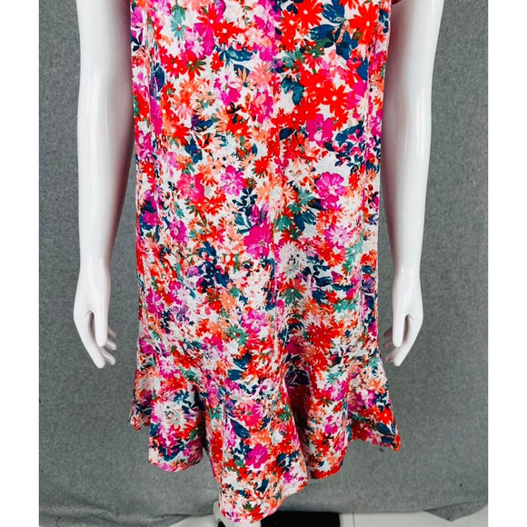 J. Crew Womans Sz 4 Mercantile Floral Dress Ruffle V Neck Pink Zip Stretch - Picture 5 of 10